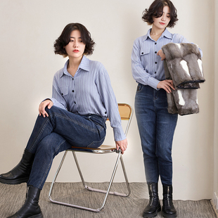 子女士裘皮棉裤 皮裤 冬季 子加绒牛仔裤 高腰貂皮裤 金狸貂皮毛一体裤