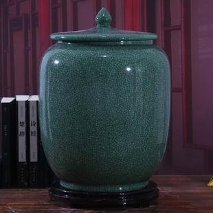 景德镇陶瓷米缸带盖面粉缸油缸家用20斤30斤50斤茶水缸防虫储米罐
