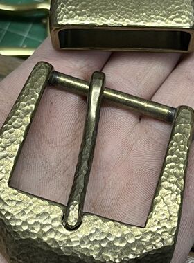 纯铜皮带扣实心腰带扣头裤带卡子配件4.0cm锤纹裤带扣