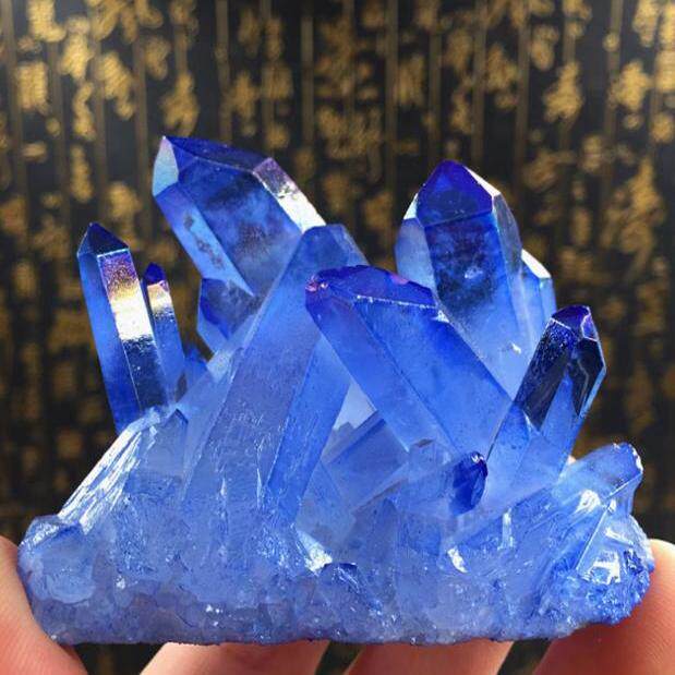 天然小块蓝色水晶簇原石摆件消磁净化风水办公室客厅玄关礼品