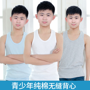 儿童男童背心青少年内穿全棉夏季 中大童男孩纯棉小孩打底学生 簿款