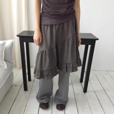 冷淡风不对称荷叶边松紧半身裙