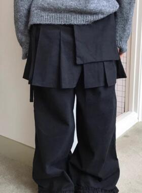 Exclusive type 日系重工复古街头松弛花边两件可拆休闲宽松裙裤