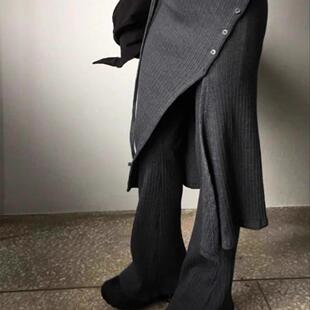 Exclusive 两件套 type街头设计螺纹针织休闲系扣开叉绑带半身裙裤