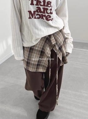 Exclusive type 韩国小众设计叠穿式按扣百搭一片式屁帘半身裙女