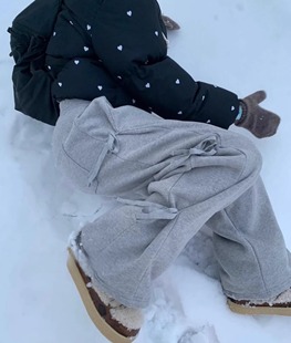 复古蝴蝶结系带直筒宽松加绒休闲卫裤 韩国个性 女 type Exclusive