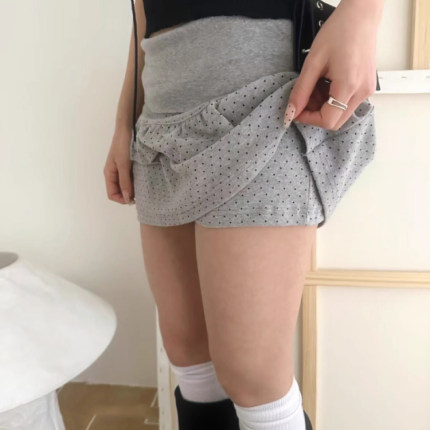 Exclusive type 日系街头复古波点双层蛋糕设计蓬蓬半身裙短裙裤