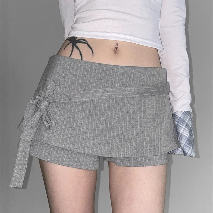 蝴蝶结设计高腰防走光裙裤短裙