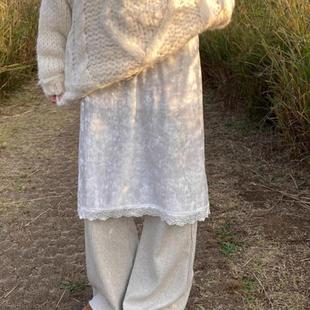 简约个性 24冬季 蕾丝花边丝绒松紧腰半身直筒中裙 type Exclusive