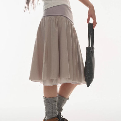 折腰部设计百搭双层蓬蓬纱半身裙