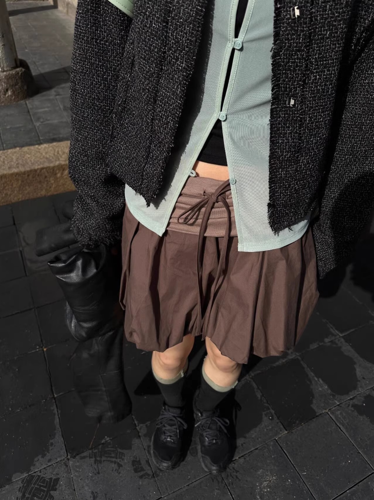 Exclusive type 韩国个性设计绑带南瓜蓬蓬可爱百搭短裙半身裙女