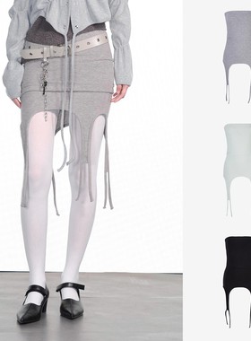 Exclusive type 韩国个性设计绑带装饰修身叠穿多穿法抹胸半身裙