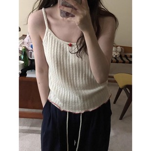 简约可爱纹路感裹边玫瑰花百搭修身 夏季 吊带背心 type Exclusive