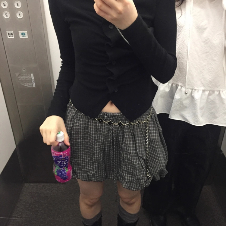 格纹气球蓬蓬南瓜花苞半身裙裤