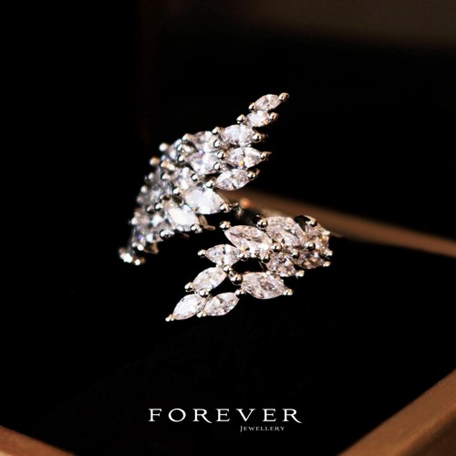 韩式精美锆石开口可调节指环戒指