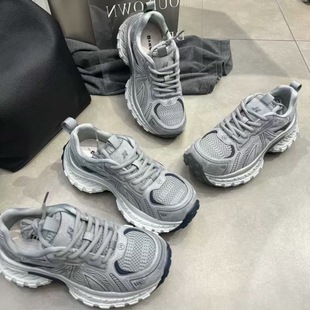 爆款 芭慕秀2026春季 百搭休闲运动鞋 真皮网面厚底增高老爹鞋 女 新款