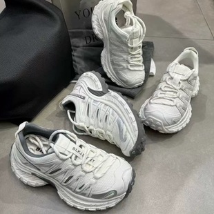 女百搭休闲运动鞋 真皮厚底增高老爹鞋 爆款 面包鞋 2025春季 女鞋 新款