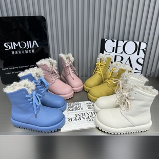 女鞋 真皮厚底增高雪地靴百搭休闲加绒保暖棉鞋 马丁靴 新款 2025冬季