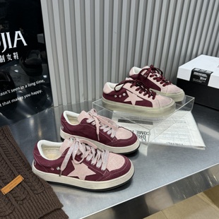 女鞋 2026春季 系带水钻亮钻女百搭休闲脏脏鞋 磨砂皮真皮星星鞋 新款