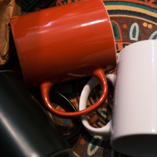 【黑白红】日式高颜值纯色陶瓷马克杯红色咖啡杯简约水杯情侣杯子