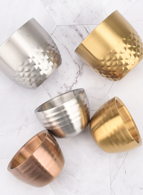 304不锈钢白酒杯烈酒杯防摔洋酒威士忌杯子一两二两双层小盏茶杯