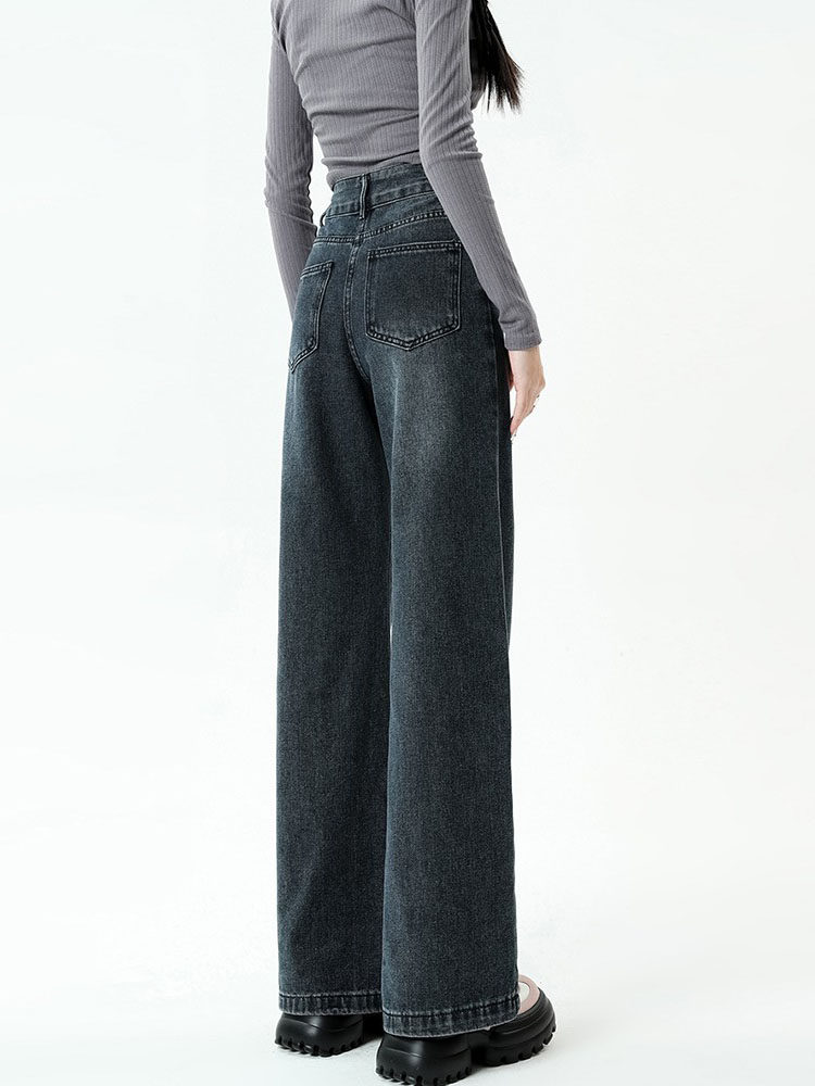 SLIGHTLY FLARED JEANS SMALL WOMEN HIGH WAIST LOOSE AND THIN CROPPED PANTS LARGE SIZE FAT MM SLIGHTLY FLARED WIDE-LEG PANTS EARLY SPRING