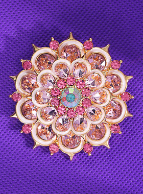 欧美复古时尚热销花朵胸针夸张大气玻璃水钻服装配饰别针高档胸花