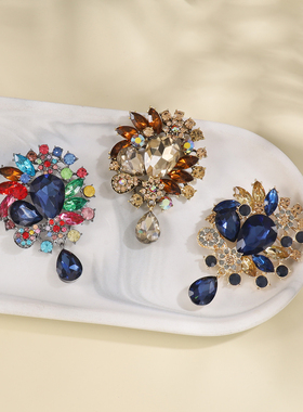 欧美外贸夸张大宝石胸针简约潮流创意西装胸花复古个性时尚领针