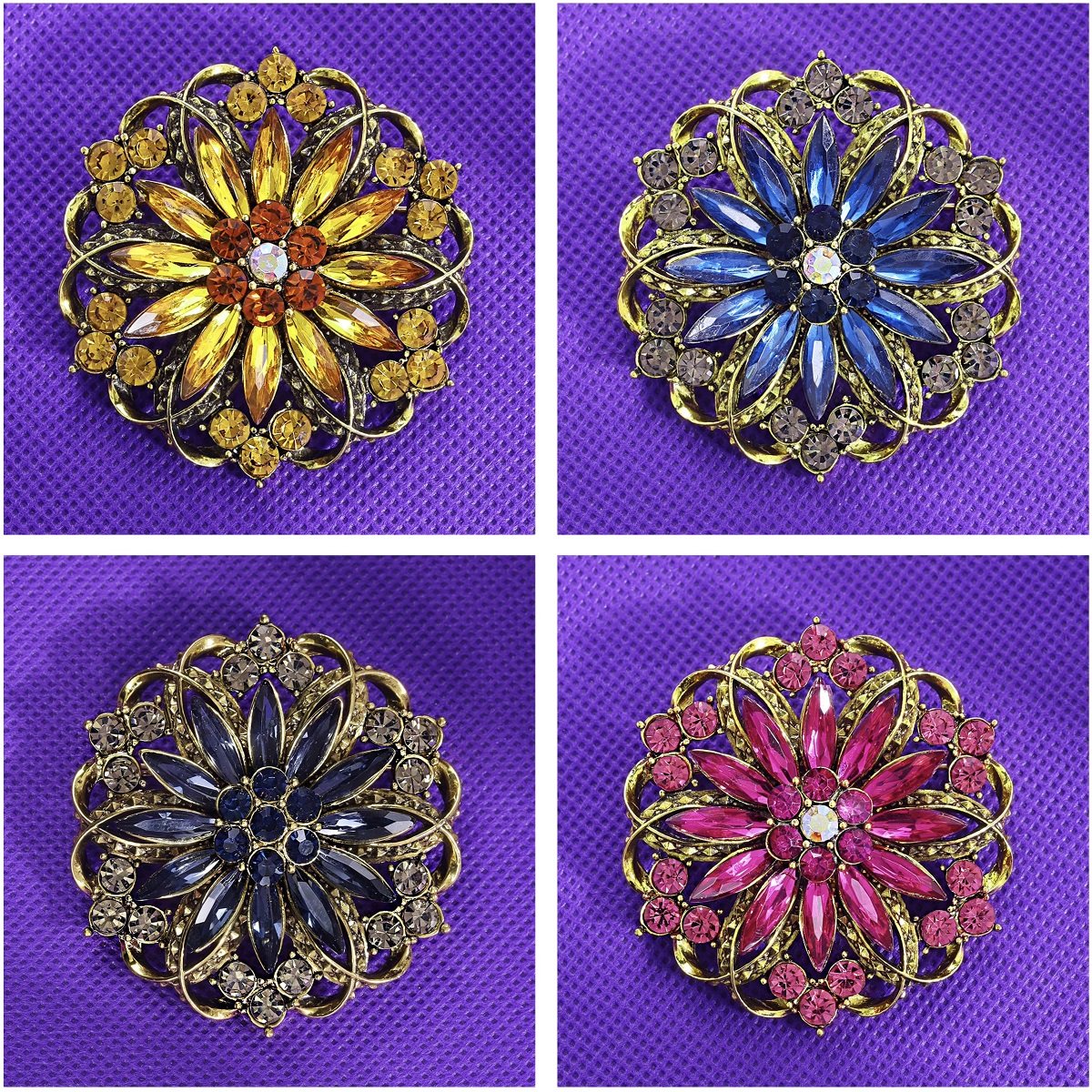 欧美时尚复古玻璃水钻花朵胸针个性创意高级感西装外套别针胸花女,饰品/流行首饰/时尚饰品新,胸针,淘宝优惠券,粉丝福利购,淘宝优惠卷