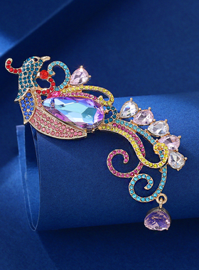 新款复古水晶重工大气凤凰胸针高档别针胸花镶钻气质配饰品批发