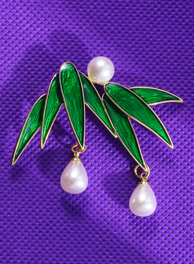 气质奢华绿色树叶胸针女优雅时尚西装外套配饰胸花高级感别针饰品