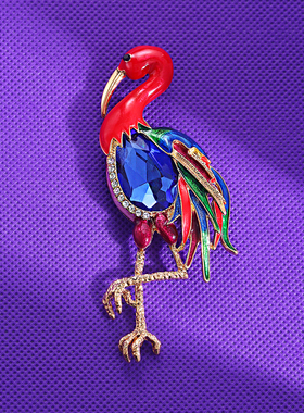 跨境热销动物胸针男复古个性合金滴油丹顶鹤毛衣西装别针配饰品