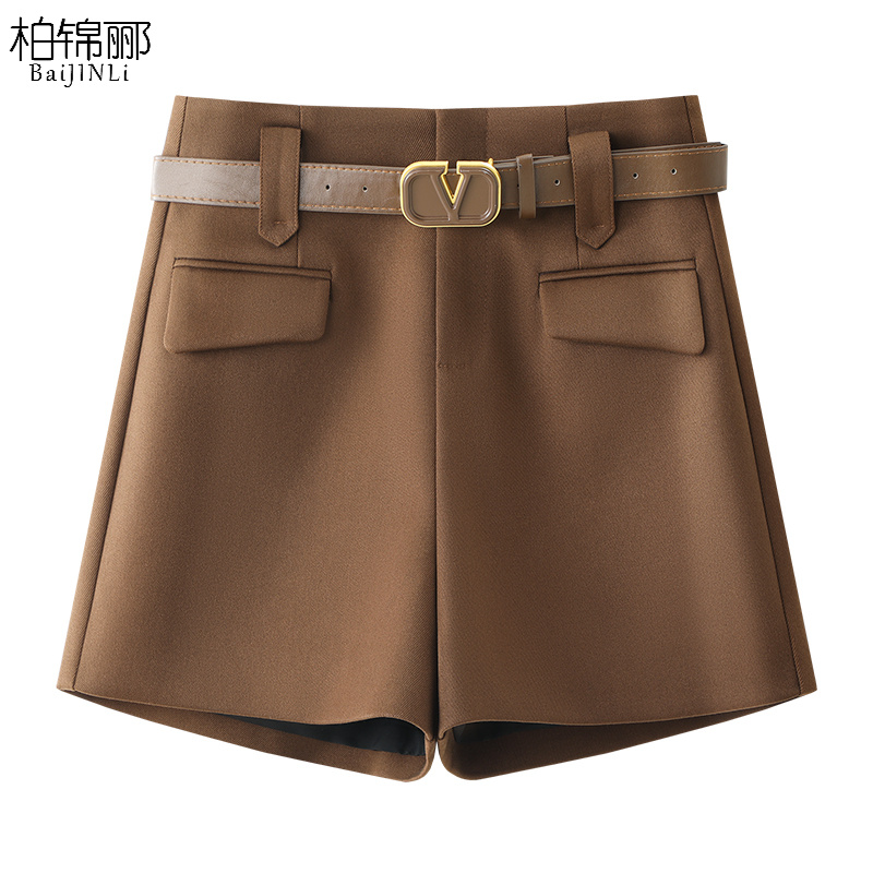 咖色西装女裤春夏款2025新款休闲阔腿裤高腰A字裤子短裤夏季西裤
