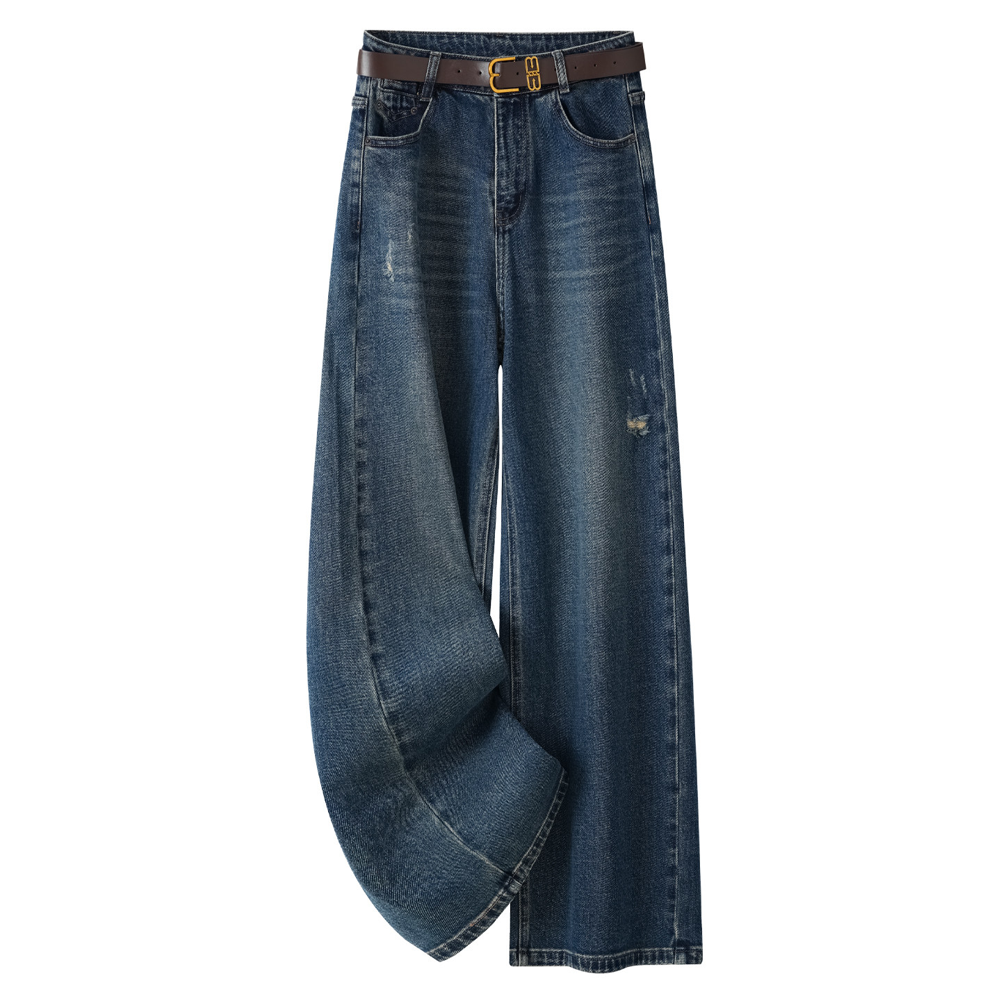 蓝色阔腿牛仔裤女2025年秋季新款爆款高腰窄版阔腿爆款显瘦直筒裤