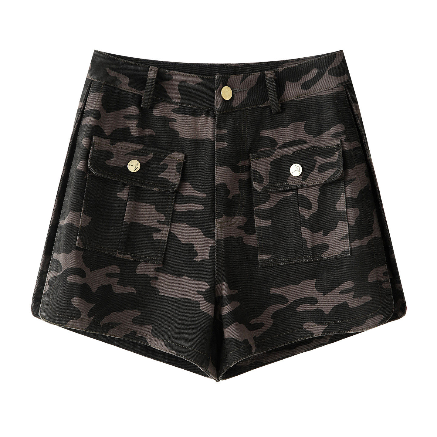 高腰迷彩牛仔短裤女洋气2026年春秋时尚个性百搭潮流A字阔腿热裤