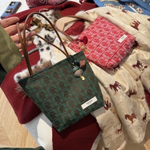 【發财包】新年麻将包大红大绿好运手提包 新中式国风小号托特包