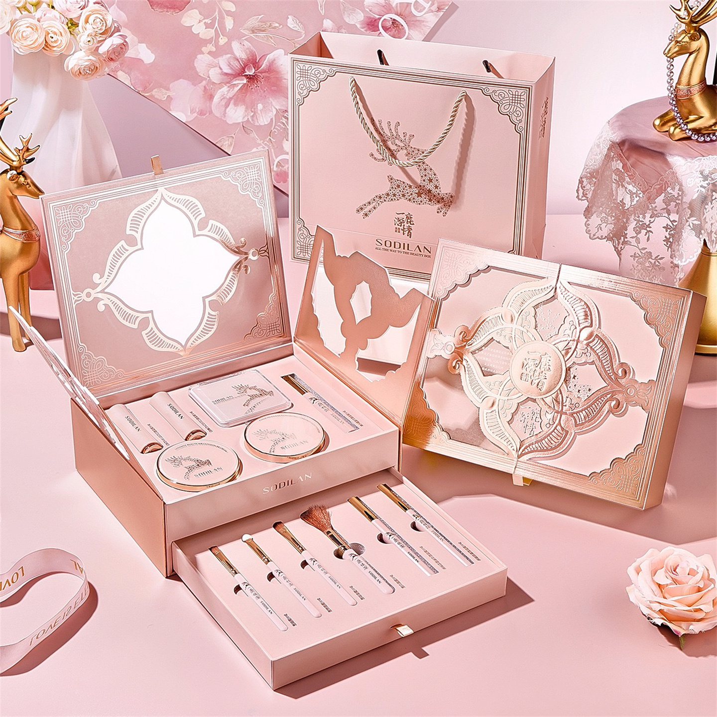 完美时光一鹿深情彩妆礼盒化妆品口红套装生日送女友中秋节送礼