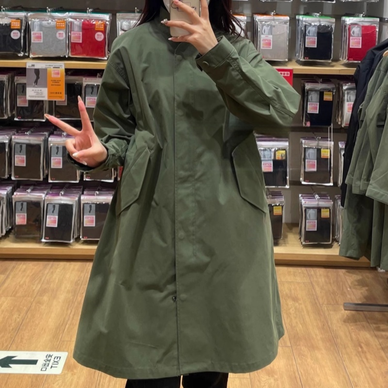 日系新款秋冬季女装英伦风中长款风衣立领工装大衣休闲外套469912