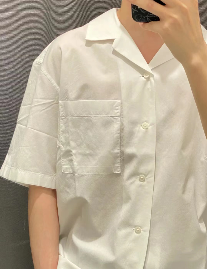 U试衣间夏季男装女装情侣款莫代尔棉混纺开领衬衫短袖衬衣444645