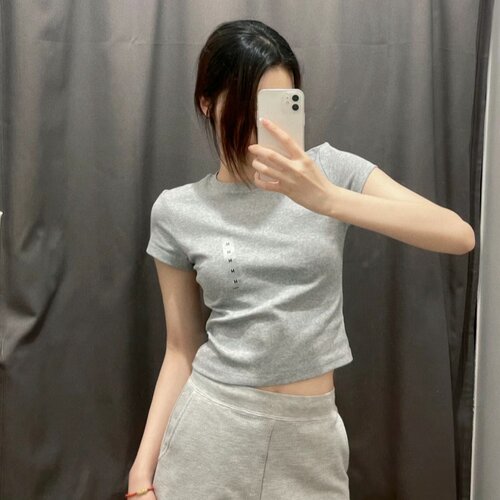 日系辣妹T女装圆领短T恤高腰短袖修身修身纯棉打底衫夏季465760