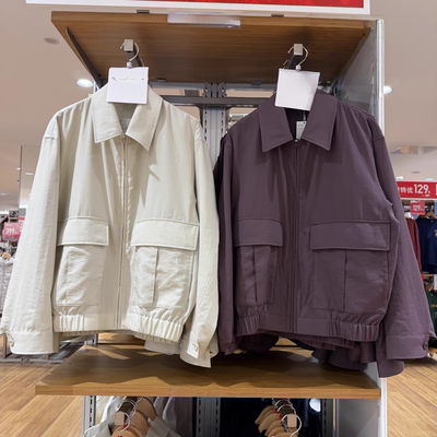 春季男装女装情侣款翻领拉链休闲短茄克外套工装口袋夹克483835