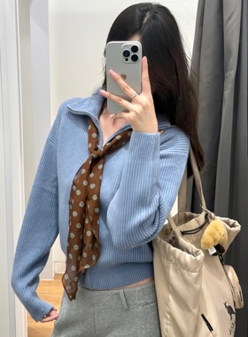 日系女装舒芙蕾拉链针织拉链开衫毛衣高领毛衫外套新款480490