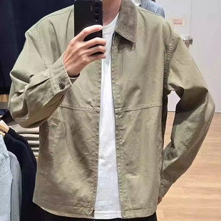 日系秋季男女款休闲拉链短茄克外套巴恩风翻领夹克478230/480827