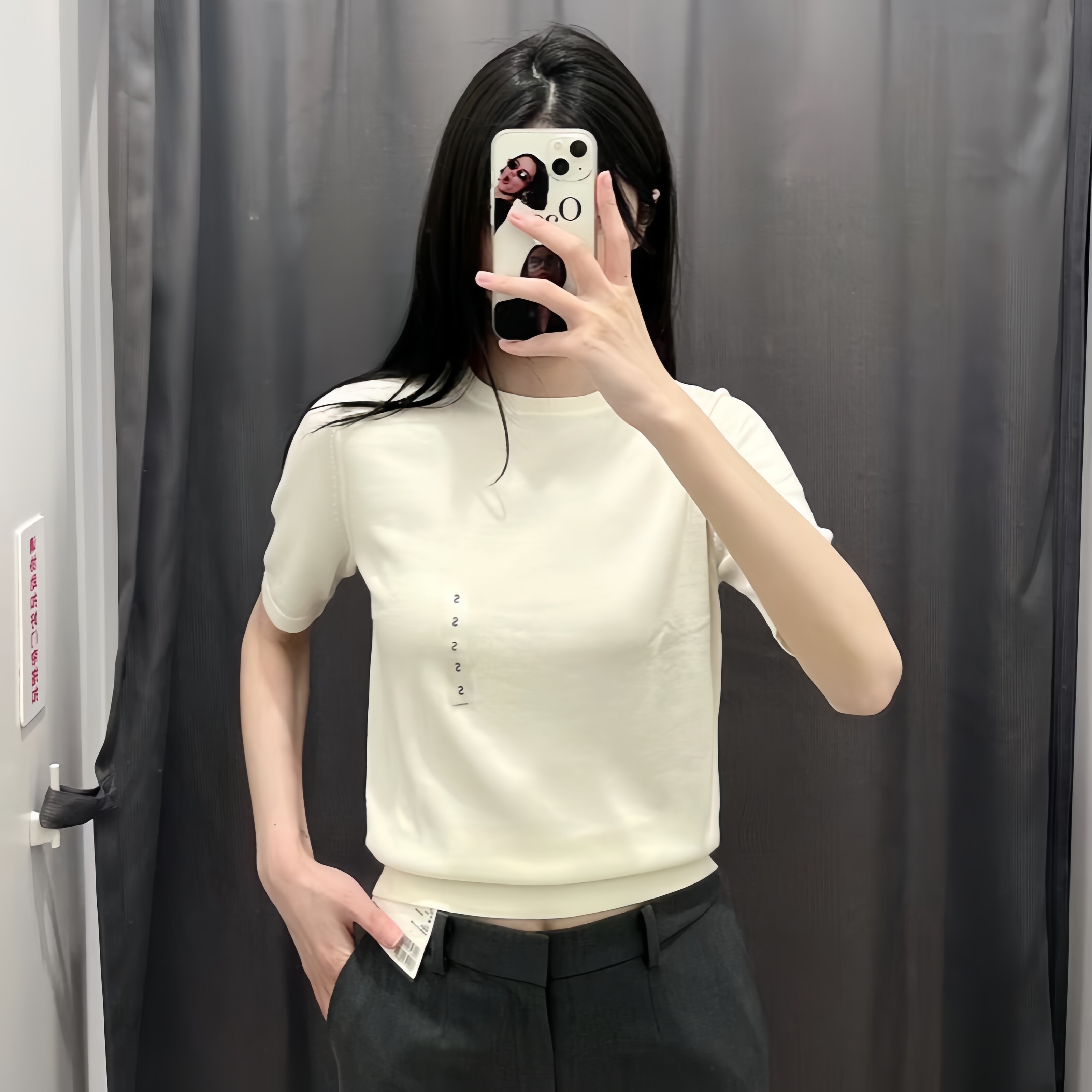 日系女装精纺美利奴羊毛圆领针织衫短袖打底空调衫469409/461035