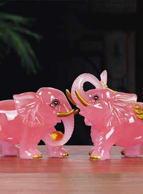 大象玉石摆件一对吸财聚财客厅玄关电视酒柜家居装饰乔迁开业礼品