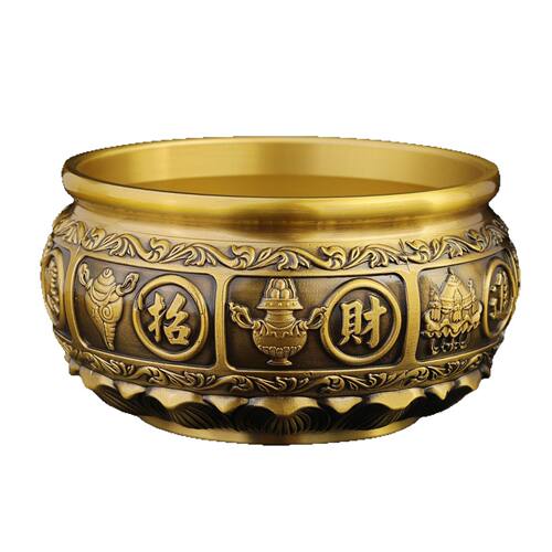 黄铜莲花底有求必应聚宝盆客厅店铺办公室开业礼品玄关客厅摆件
