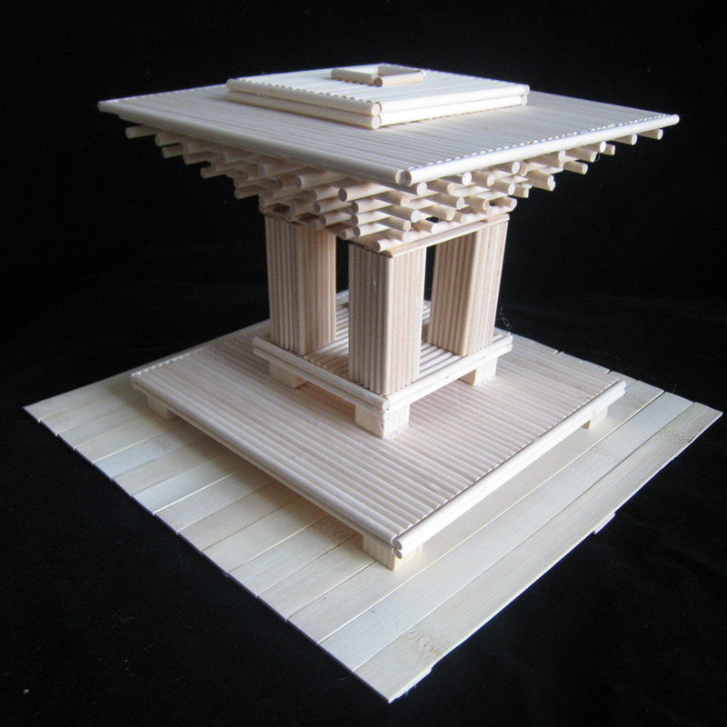 一次性筷子圆棒手工制作中国馆