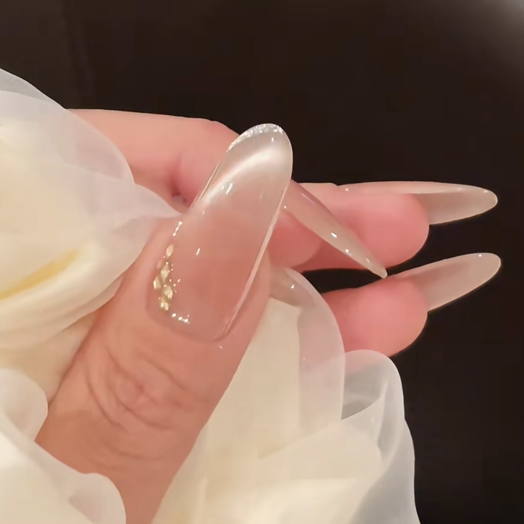 新娘婚庆麦穗闪钻猫眼穿戴甲美甲纯手工纯欲高级感中长手绘穿戴甲