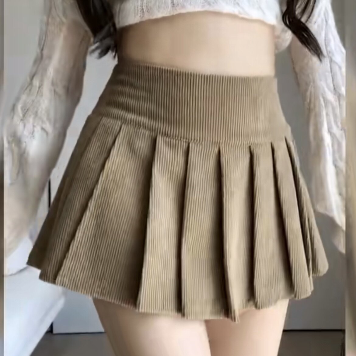 灯芯绒百褶超短裙女2025韩版秋冬新款高腰裙裤显瘦百搭a字半身裙