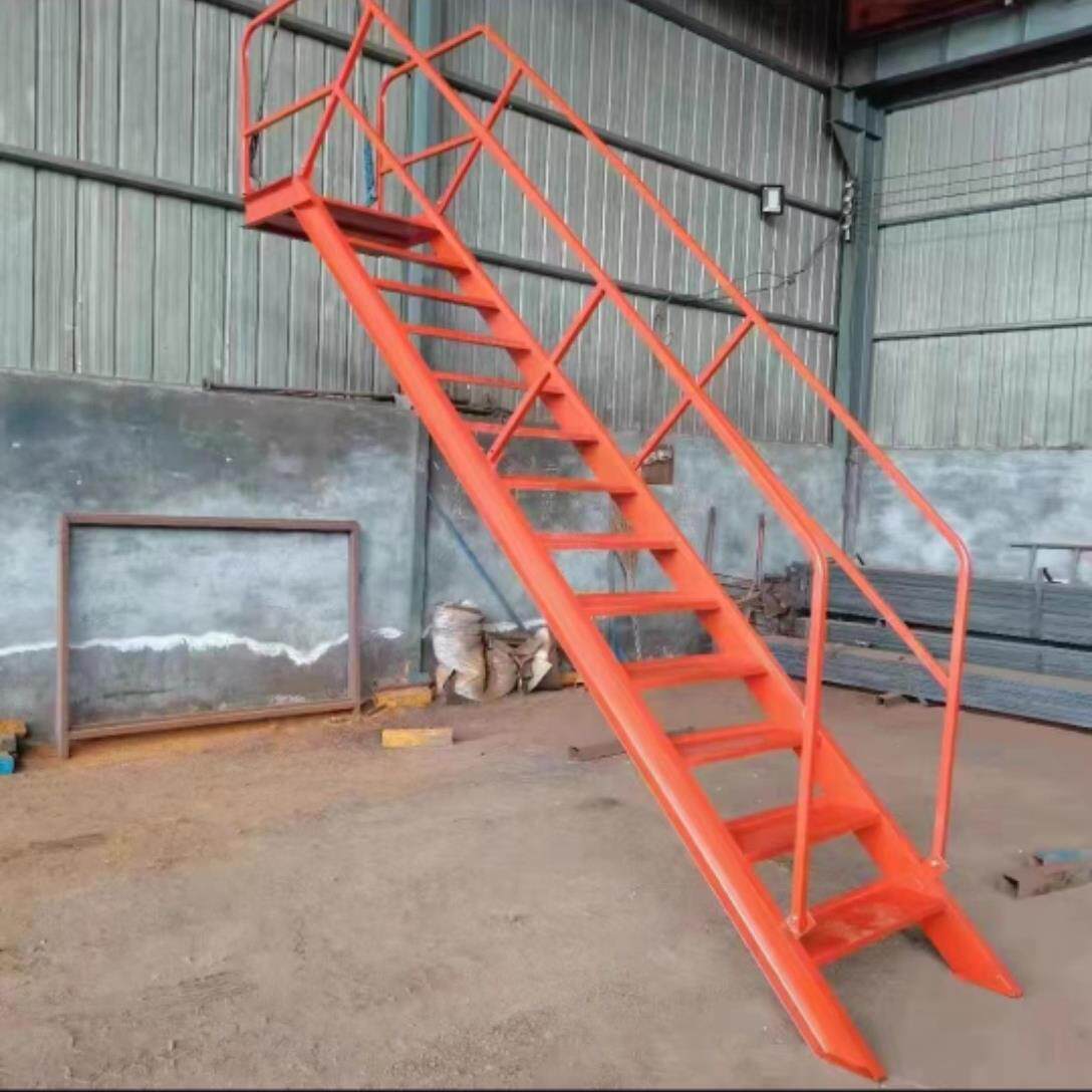 建筑施工基坑钢结构梯子 基坑防护楼梯斜梯 工地手扶临时基坑爬梯